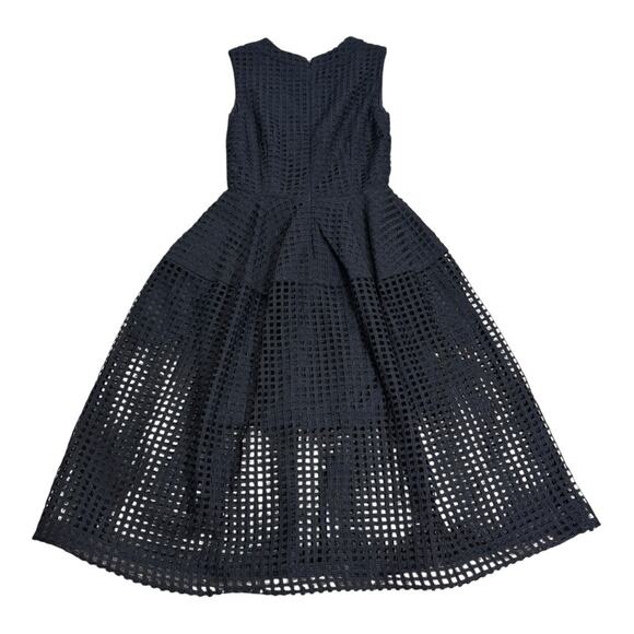 Nicholas Black Grid Lace Deep V Ball Midi Dress Size 10 AUS 6 US - Picture 3 of 6